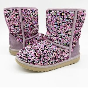 Ugg Stellar Sequin Classic Boot Purple Pink 1112244K Girls 5